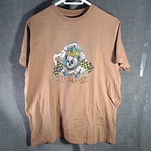 Freeze Live Fast Crowned Skull Checkered Flags + Splatter Graphic Tee VG M